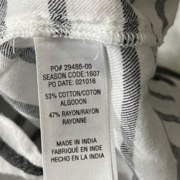 Splendid Womens Cotton Blend Button Down Shirt Size Small White Black Striped - Picture 8 of 9